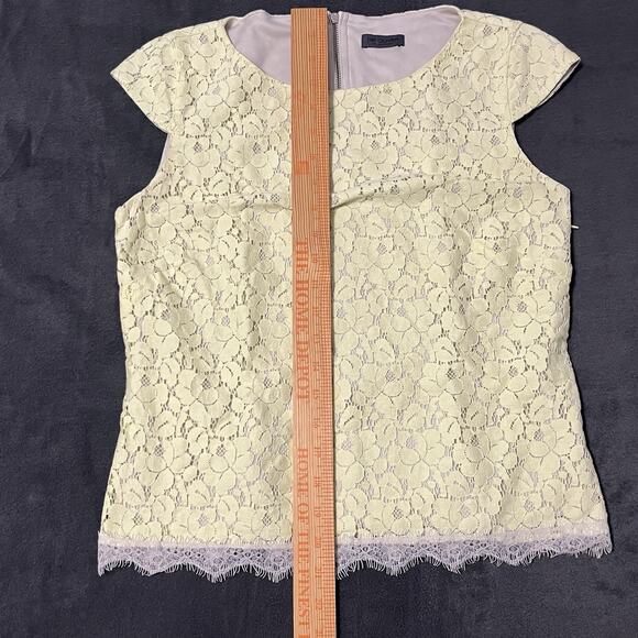 S. Oliver Womens Butter Yellow Lace Floral Blouse Size 6 Small Feminine Coquette - Picture 7 of 11